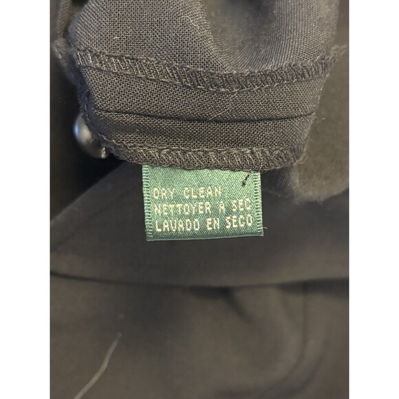 LAUREN RALPH LAUREN Black Button Wool Blend Shirt Dress Women 12 Midi 3/4 Office - Picture 8 of 10